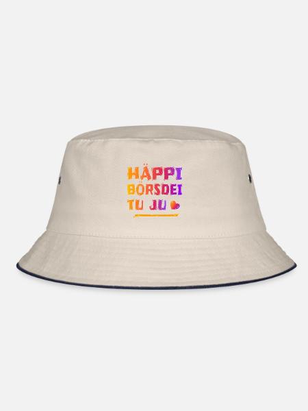 Haeppi boersdei to ju - Bucket Hat - ecru/navy - Front