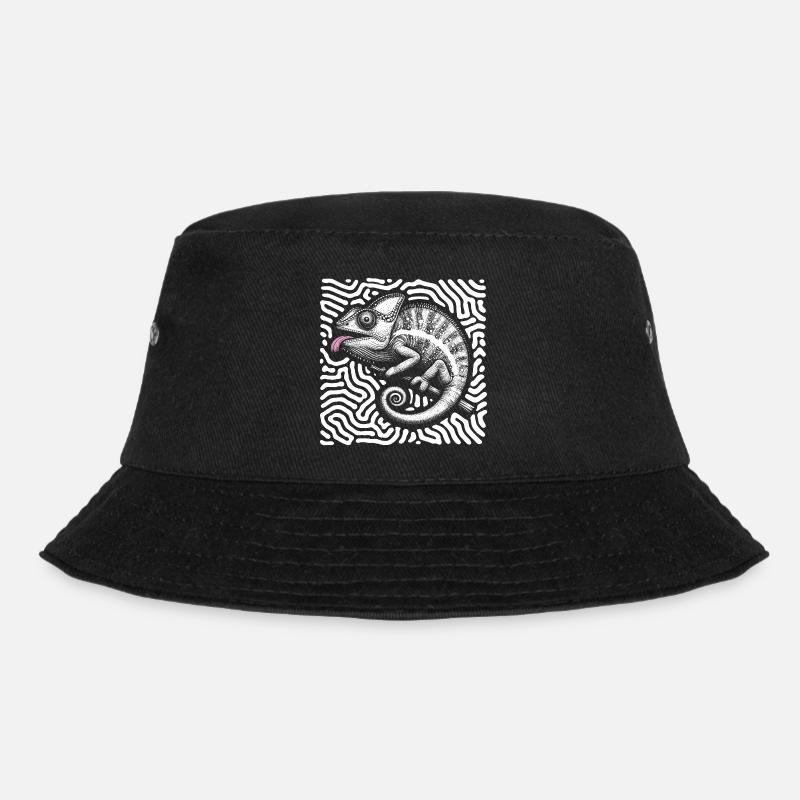 Caméléon art tribal pastel - Bob - noir