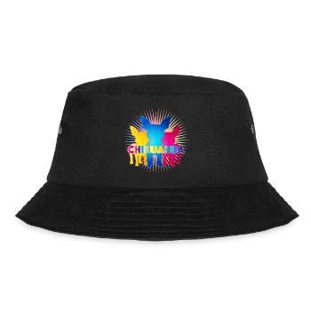 Bunte Chihuahua Silhouetten mit Pop-Art Schriftzug - Bucket Hat - Schwarz - Vorne - Lela (165cm)