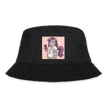 Communicative Unicorn with Book and Smartphone - Bucket Hat - black - Front - Lela (165cm)
