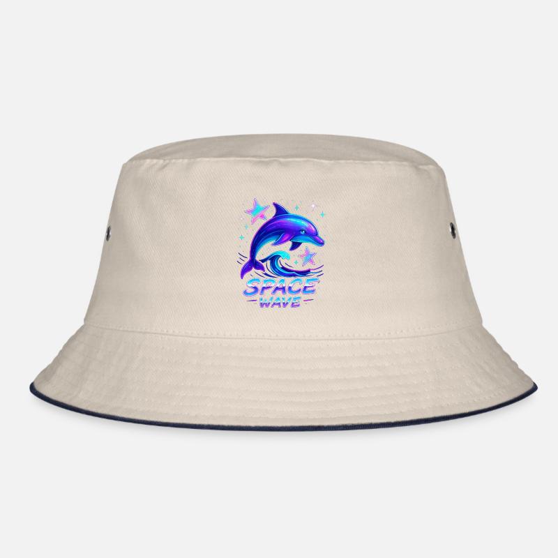 Neon Space Wave Delphin Design Bucket Hat
