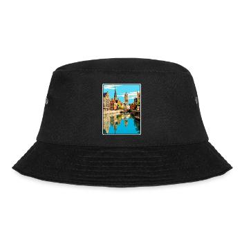 Ghent Belgium Charming City Skyline Illustration - Bucket Hat - black - Front - Lela (165cm)