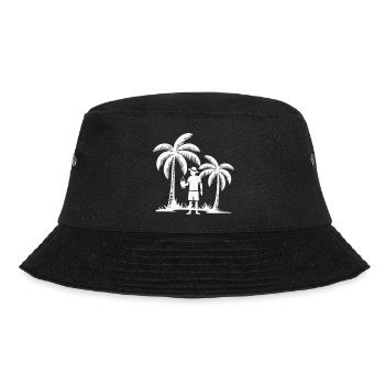 Tropischer Freizeitmoment auf Strand - Bucket Hat - Schwarz - Vorne - Lela (165cm)