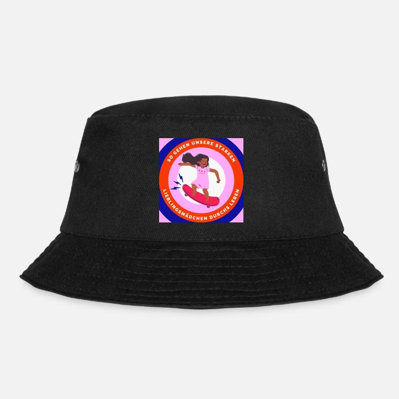 Starke Lieblingsmädchen – Bunte Skateboard-Illustr - Bucket Hat - Schwarz
