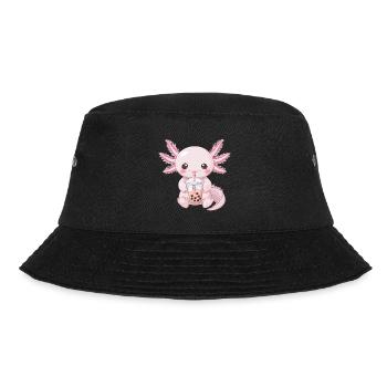 Kawaii Anime Axolotl Bubble Tea Boba Tea - Bucket Hat - Schwarz - Vorne - Lela (165cm)