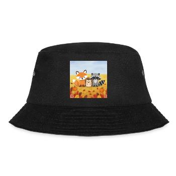 Autumnal forest animal trio - Bucket Hat - black - Front - Lela (165cm)