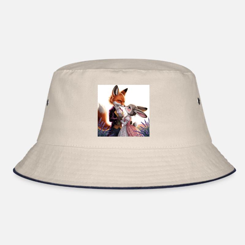 Fabulous wedding: fox and hare Bucket Hat