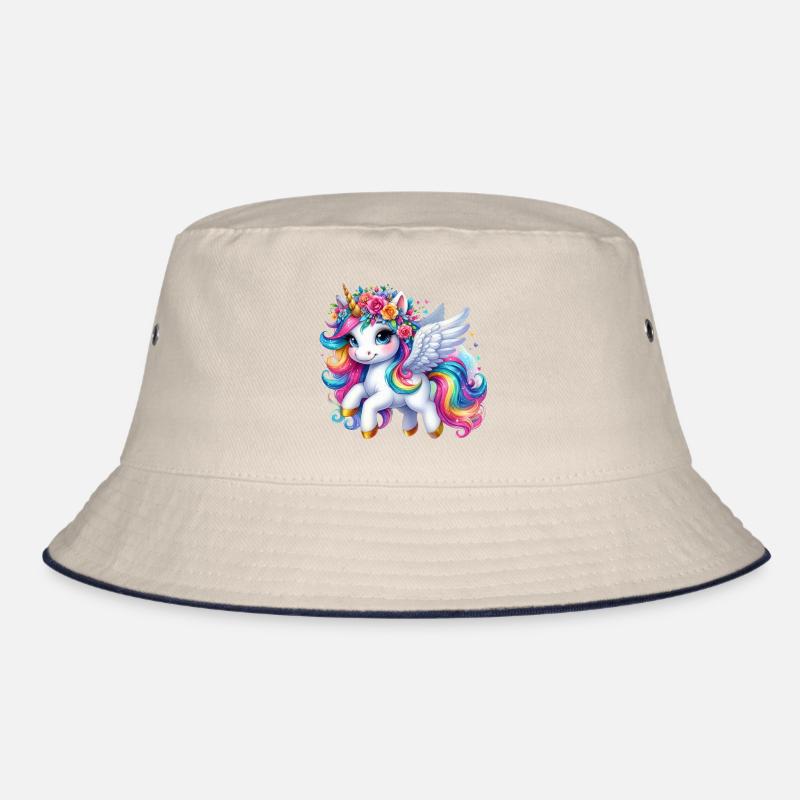 Rainbow Winged Unicorn Crown Bucket Hat