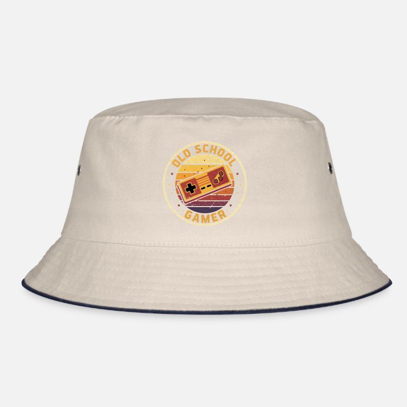 Old School Gamer Sunset Controller Retro Zocker Bucket Hat