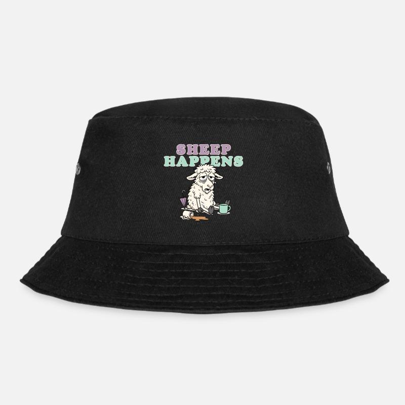 Sheep Happens Pastel Laugh - Bucket Hat - black