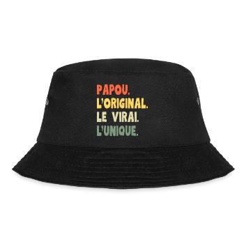 Papua das Original – Einzigartiges Opa Geschenk - Bucket Hat - Schwarz - Vorne - Lela (165cm)