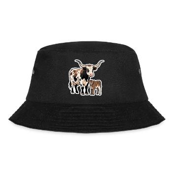 Longhorn with Calf – Western Style Design - Bucket Hat - black - Front - Lela (165cm)