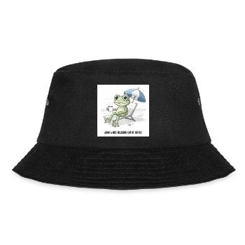 Frosch Strand Kaffee Chill - Bucket Hat - Schwarz - Vorne - Lela (165cm)