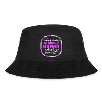 Behind Every Strong Woman Is Her Cat Spruch Katze - Bucket Hat - Schwarz - Vorne - Lela (165cm)