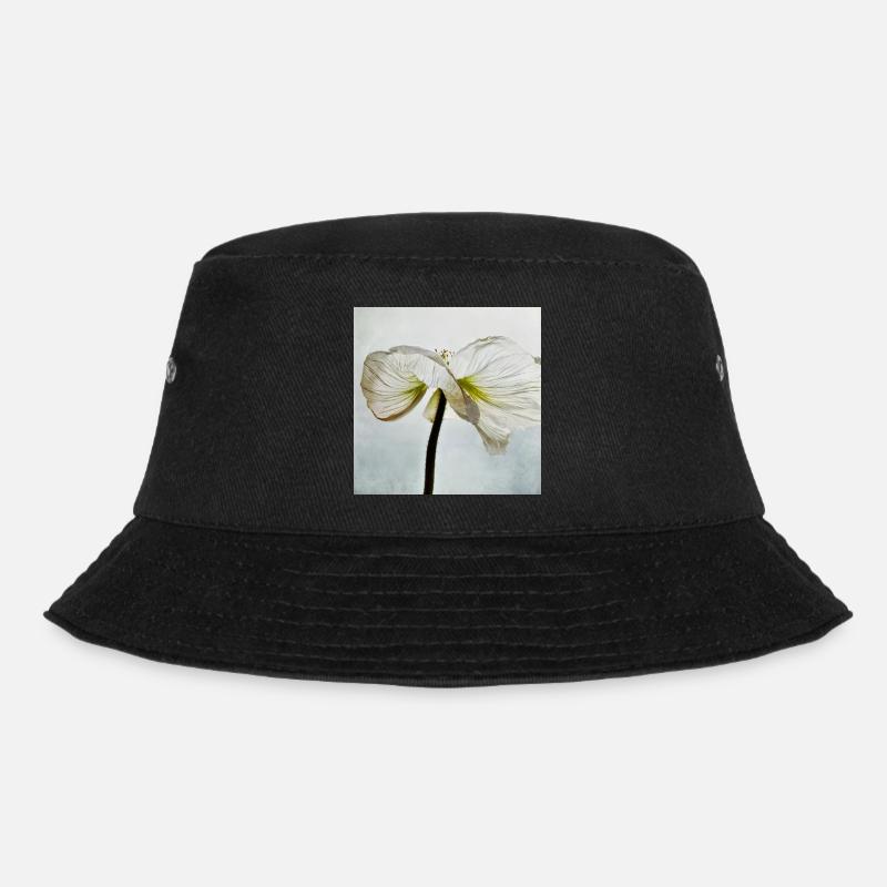 White poppy flower - Bucket Hat - black