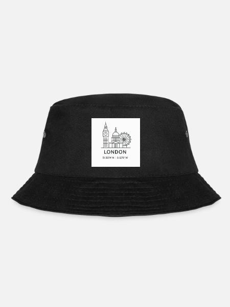 London Line Art Silhouette Landmark - Bucket Hat - black