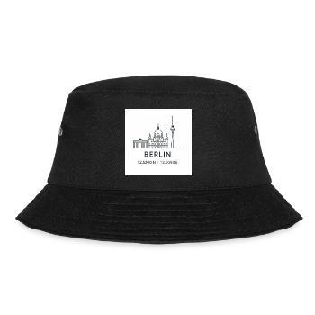 Berlin Linienkunst Silhouette Wahrzeichen - Bucket Hat - Schwarz - Vorne - Lela (165cm)