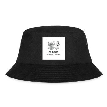 Prag Linienkunst Silhouette Wahrzeichen - Bucket Hat - Schwarz - Vorne - Lela (165cm)