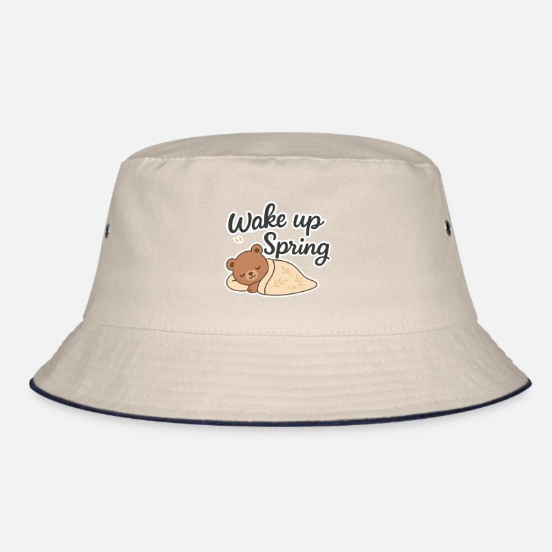Wake up Spring – Cute Sleeping Bear Design Bucket Hat