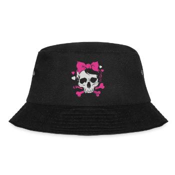 Pink Skull mit Zöpfen und Schleifen - Bucket Hat - Schwarz - Vorne - Lela (165cm)