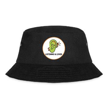 Hören und geliebt - Bucket Hat - Schwarz - Vorne - Lela (165cm)