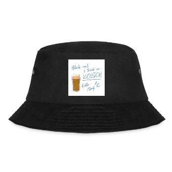 Bleib cool Kölsch Design, Karneval ein Leben lang  - Bucket Hat - Schwarz - Vorne - Lela (165cm)