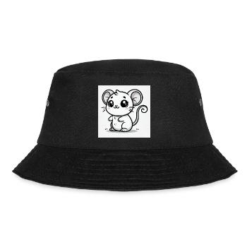 Kawaii-Maus Schwarz-Weiß - Bucket Hat - Schwarz - Vorne - Lela (165cm)