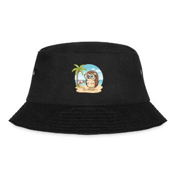 Cute Hedgehog with Glasses Beach Summer Vacation - Bucket Hat - black - Front - Lela (165cm)