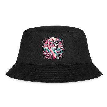 Retro flamingo with cocktail and sunglasses - Bucket Hat - black - Front - Lela (165cm)