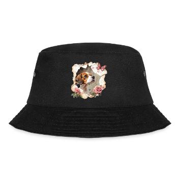 Beagle mit Schmetterling - Bucket Hat - Schwarz - Vorne - Lela (165cm)