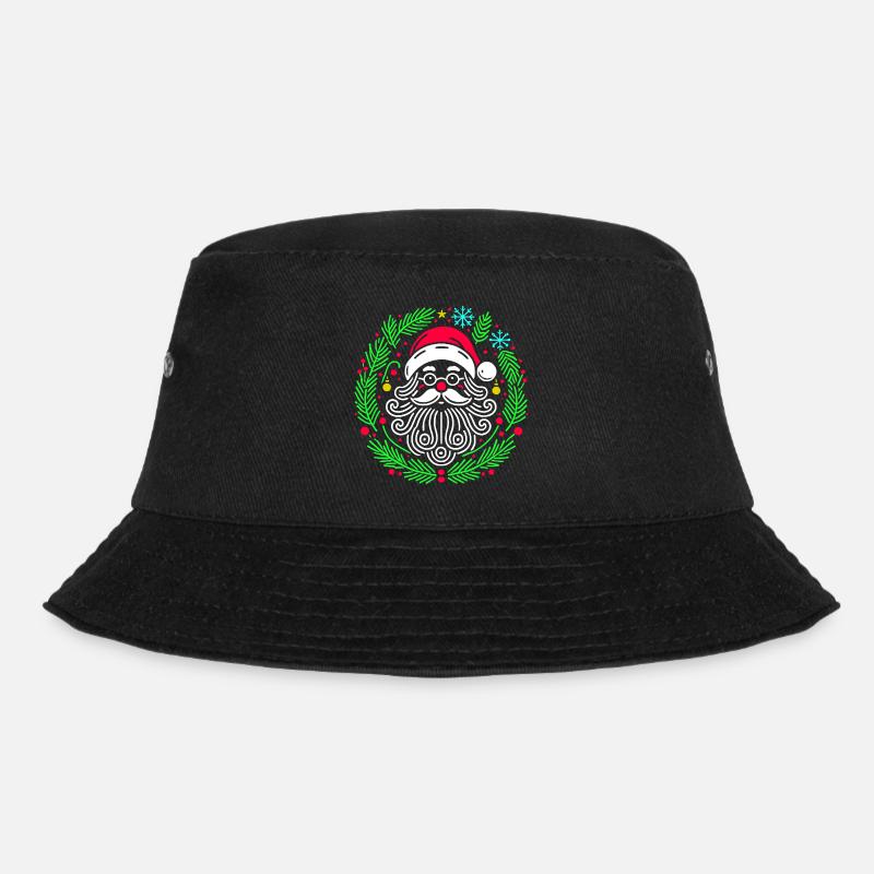 Weihnachtsrunder Weihnachtsmann mit Ästen - Bucket Hat - Schwarz
