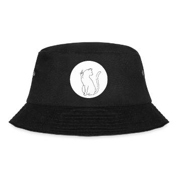 Katze Katzen Cat Kätzchen Mieze Mittelfinger - Bucket Hat - Schwarz - Vorne - Lela (165cm)