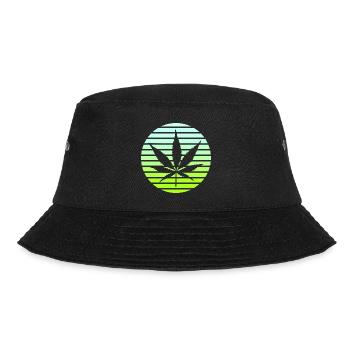 Cannabis Hanfblatt Retro Sunset Vintage Stil - Bucket Hat - Schwarz - Vorne - Lela (165cm)