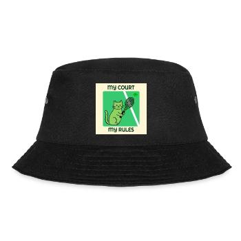Katzen-Tennisspieler - Bucket Hat - Schwarz - Vorne - Lela (165cm)
