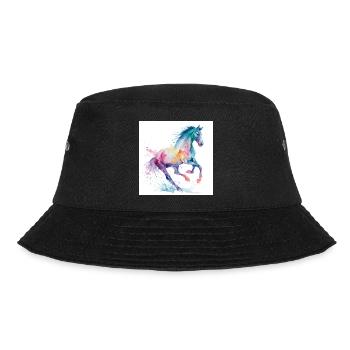 Regenbogen-Aquarellpferd - Bucket Hat - Schwarz - Vorne - Lela (165cm)