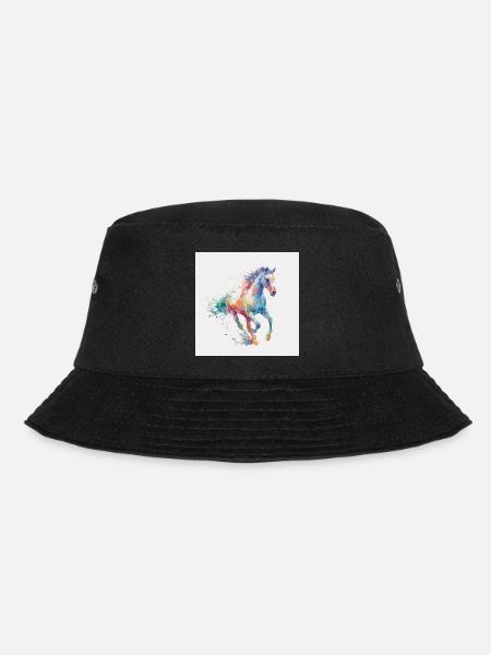 Regenbogenpferd Aquarell-Burst - Bucket Hat - Schwarz
