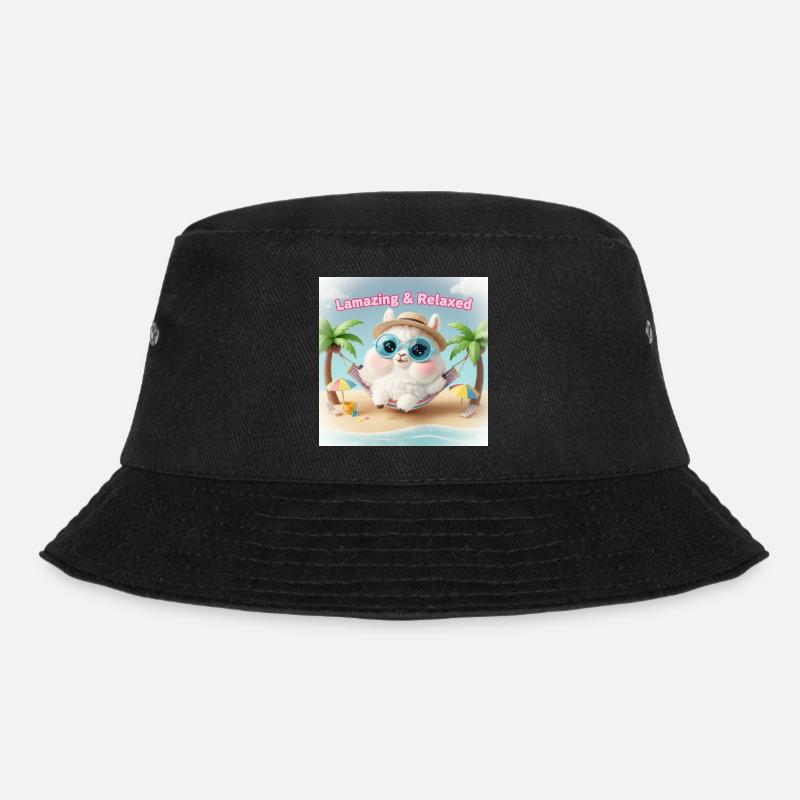 Llama Relax Beach Blaue Brille - Bucket Hat - Schwarz