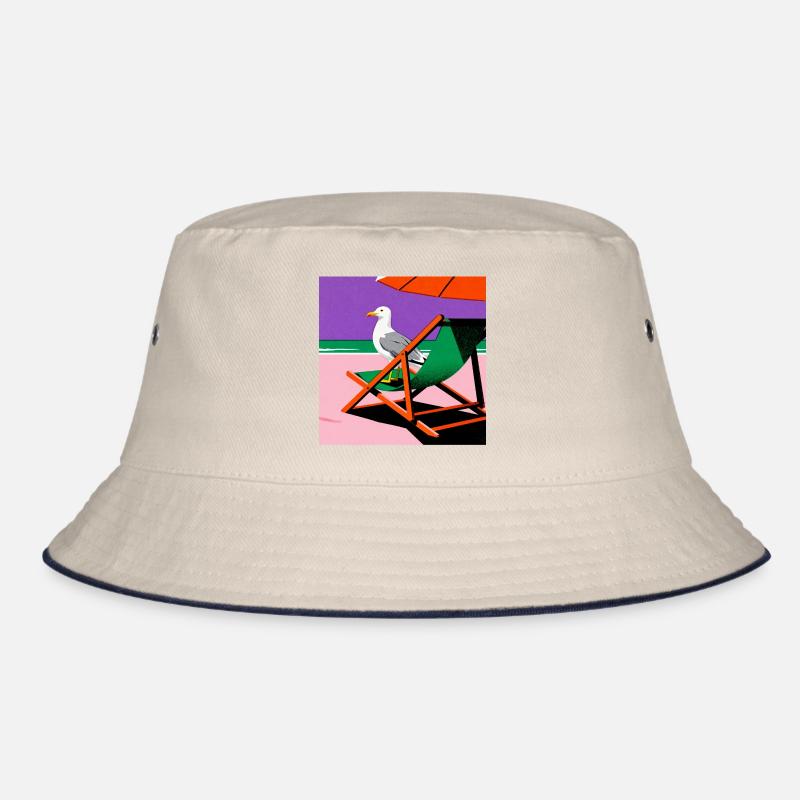 Chaise de plage colorée et mouette Bob