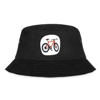 Orangenes Fahrraddesign - Bucket Hat - Schwarz - Vorne - Lela (165cm)