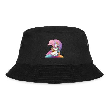 Saxophon Unicorn im Regenbogen - Bucket Hat - Schwarz - Vorne - Lela (165cm)