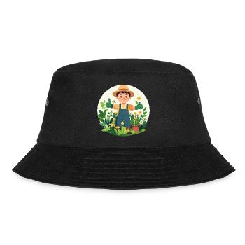Gärtner Grüner Daumen Pflanzenversteher Motiv - Bucket Hat - Schwarz - Vorne - Lela (165cm)