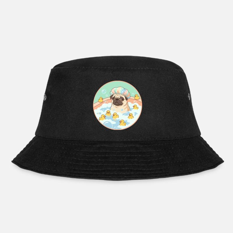 Mopps beim Badespaß - Bucket Hat - Schwarz