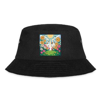 Sonnenblumengarten mit Bienen - Bucket Hat - Schwarz - Vorne - Lela (165cm)
