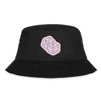 Herzwürfel in Pastellrosa - Bucket Hat - Schwarz - Vorne - Lela (165cm)