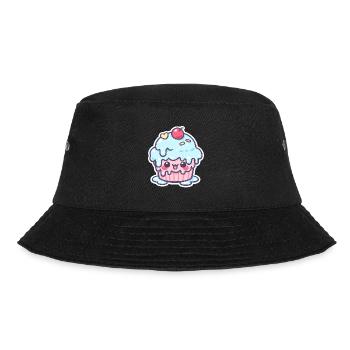 Kawaii Cupcake mit blauem Zuckerguss - Bucket Hat - Schwarz - Vorne - Lela (165cm)