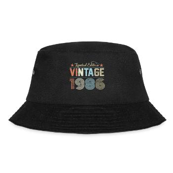 1986 40. Geburtstag - Bucket Hat - Schwarz - Vorne - Lela (165cm)