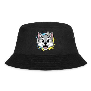 Wolf Head Cartoon Art - Bucket Hat - black - Front - Lela (165cm)