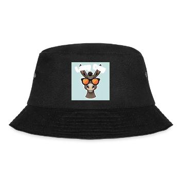 Esel mit orangefarbener Sommerbrille - Bucket Hat - Schwarz - Vorne - Lela (165cm)