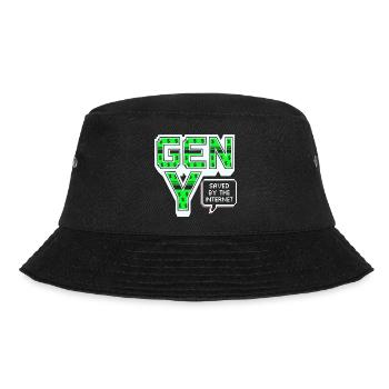 Generation Y, gen Y , Millennials Shirt, Hoodie - Bucket Hat - Schwarz - Vorne - Lela (165cm)
