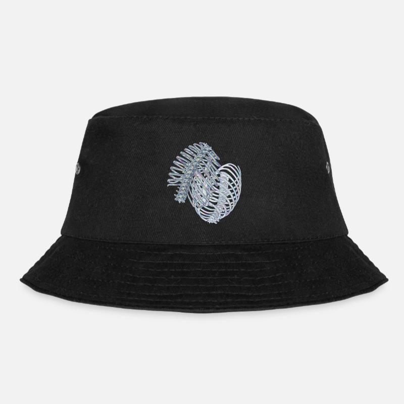 Iridescent ribs in spiral - Bucket Hat - black